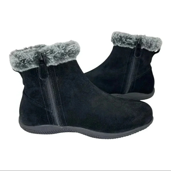 SoftWalk Helena Black Suede Leather Faux Fur Trim Womens Ankle Boots Size 7M - Picture 12 of 16
